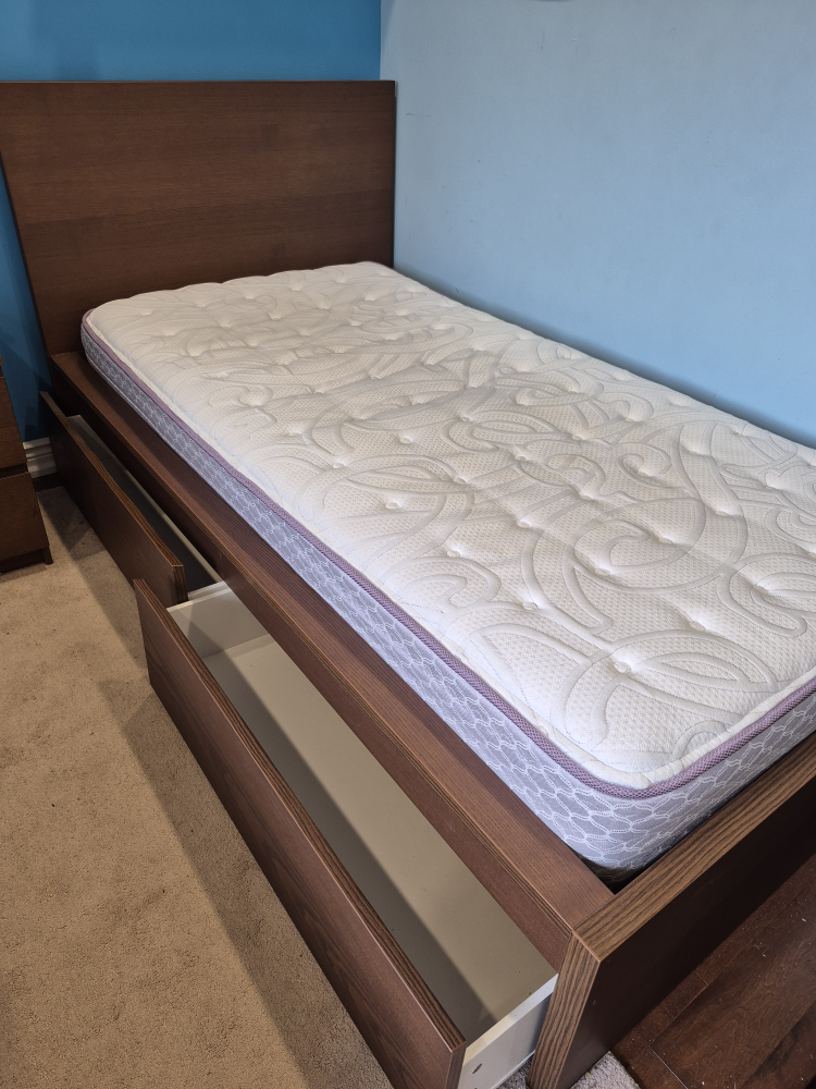 Single Ikea Bed Frame with Mattress & Storage - photo 3