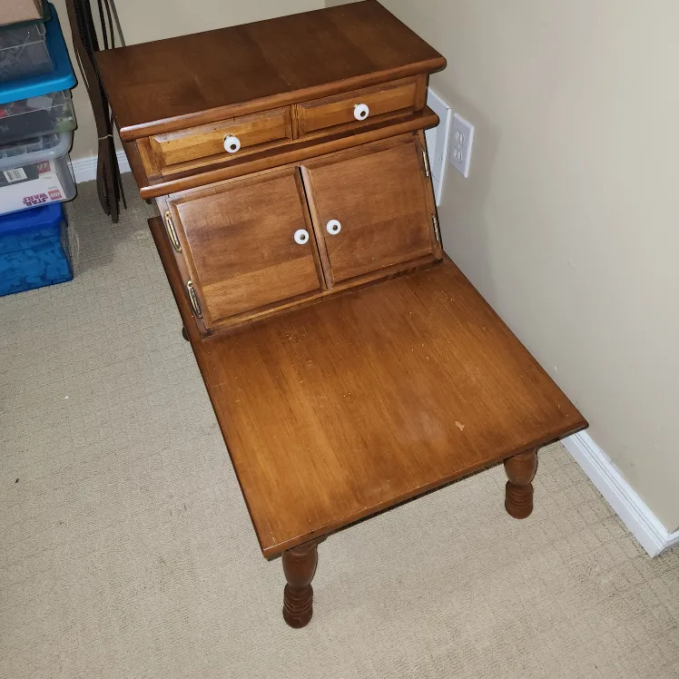Vintage solid real Wood end table thumbnail