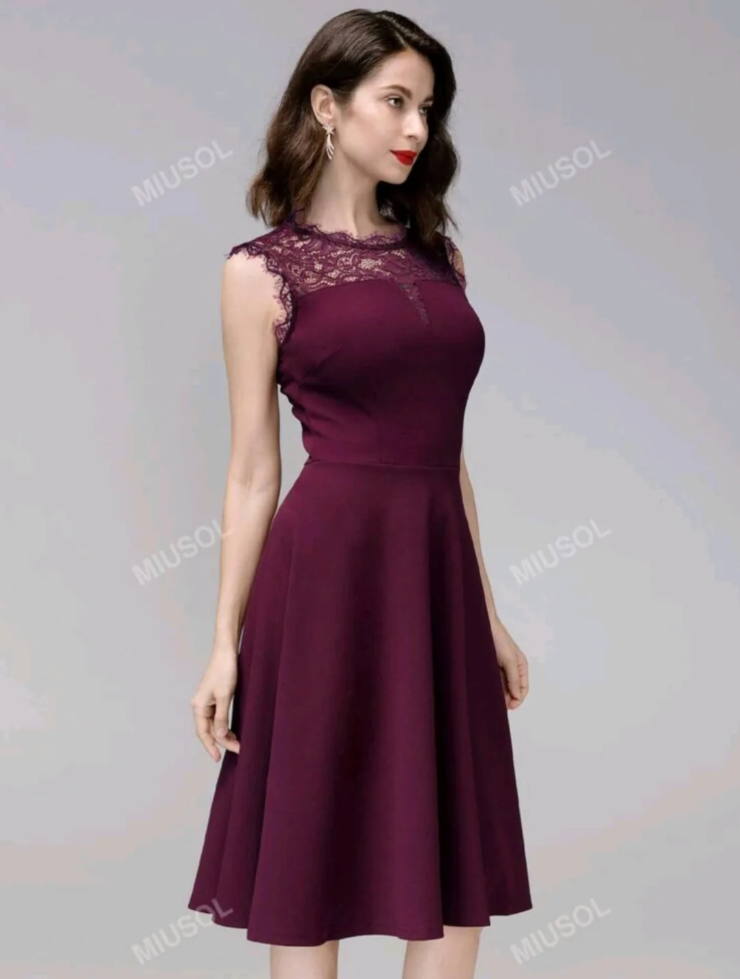 Burgundy Lace Sleeveless Dress image indicator(7)