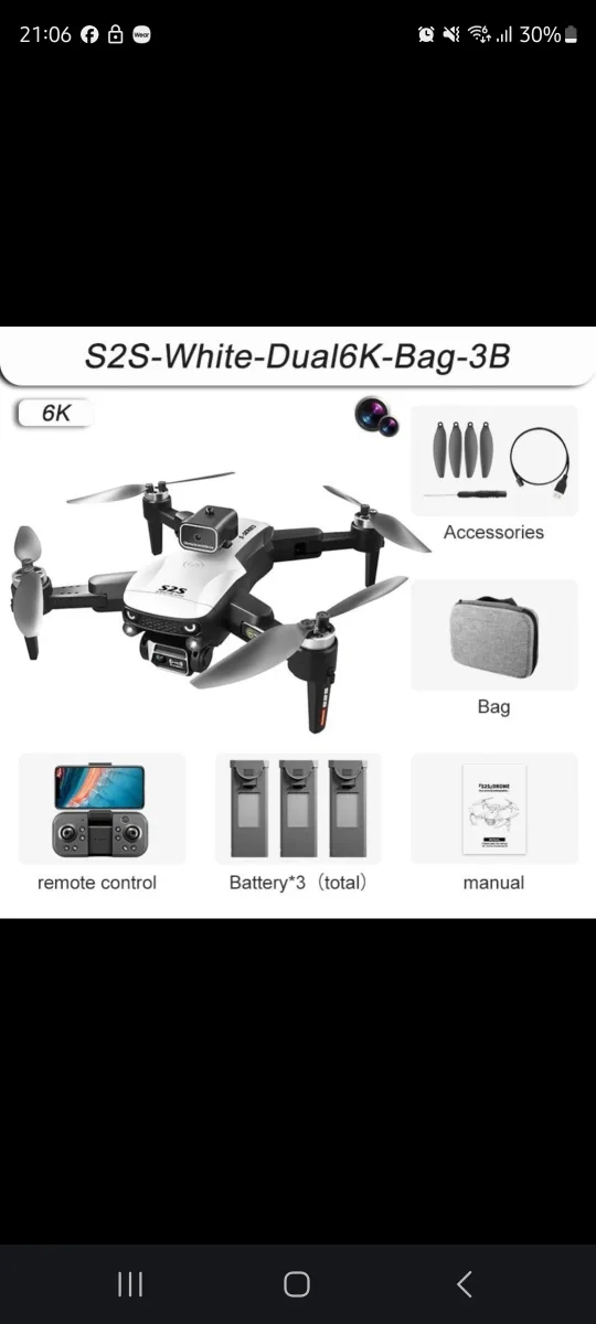 S2S White Dual 6K Drone with Bag image indicator(4)