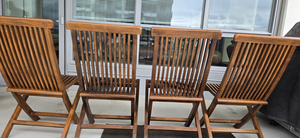 Set of 4 Teak Folding Chairs - photo 4