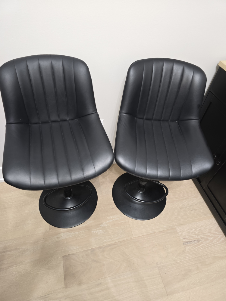 Set of 2 Black Leather Bar Stools - photo 2