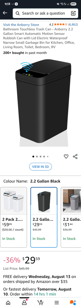Anborry 2.2 Gallon Black Automatic Trash Can - photo 4