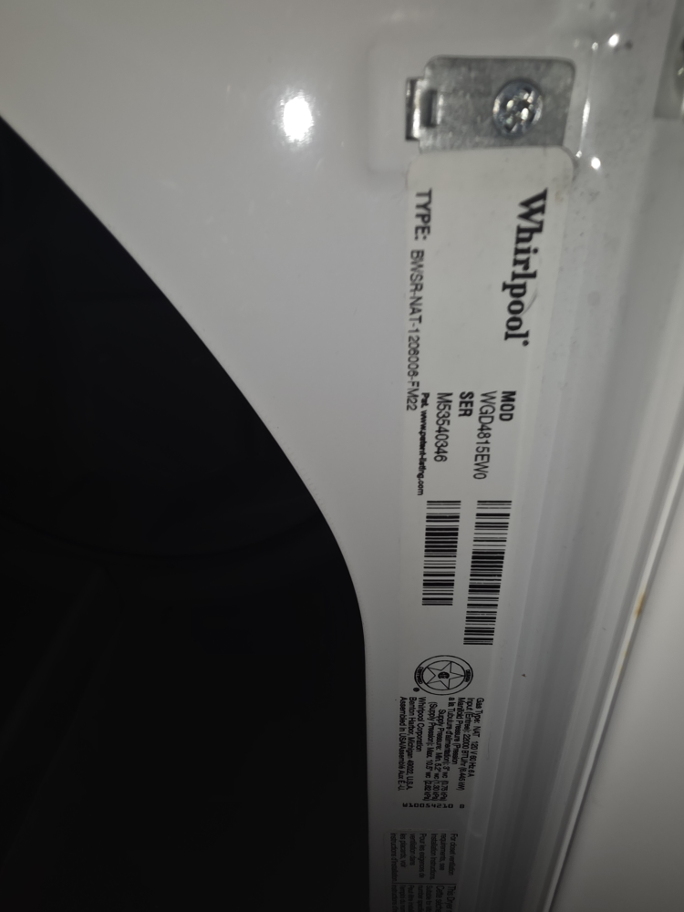 Whirlpool Gas Dryer - Model WGD4815EW0 - photo 2