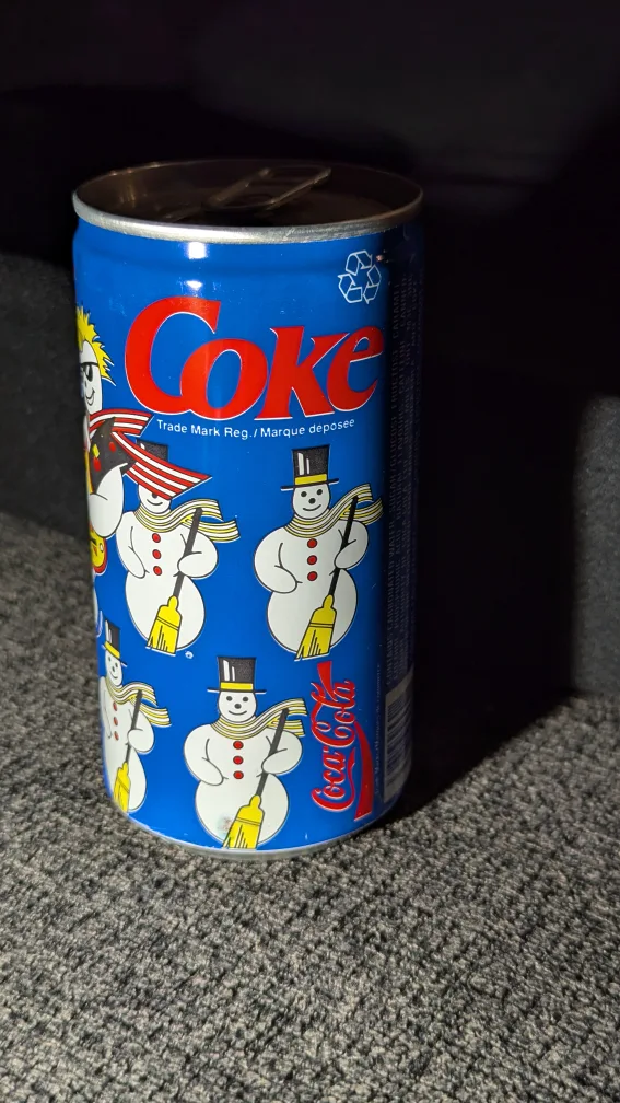 Coca Cola Special Edition Snowman Can - 280 mL with Ad 1989 image indicator(4)