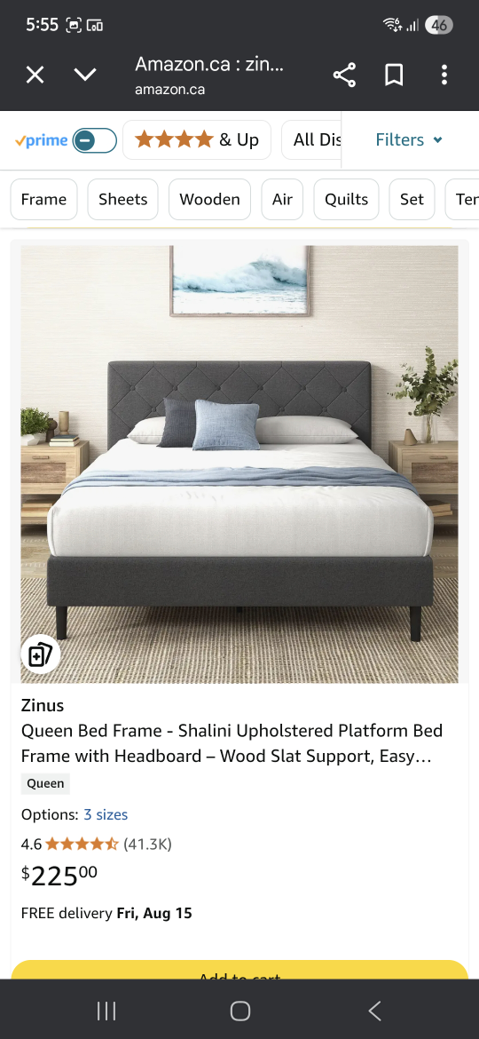 Zinus Shalini Queen Bed Frame and mattress - photo 4
