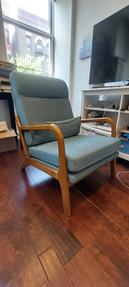 Blue Armchair with Wooden Frame - photo 2
