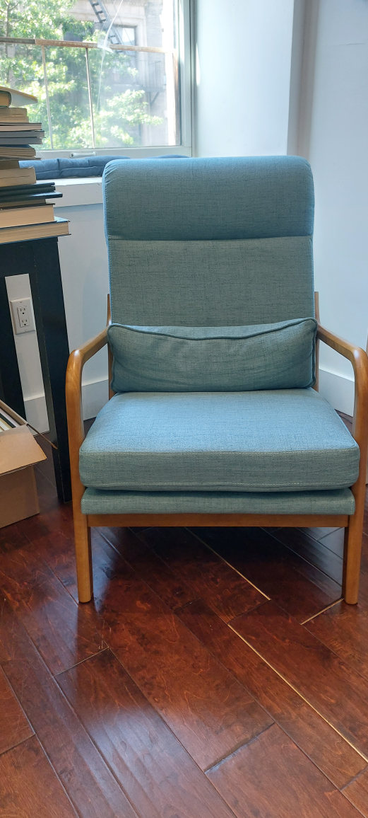 Blue Armchair with Wooden Frame - photo 3
