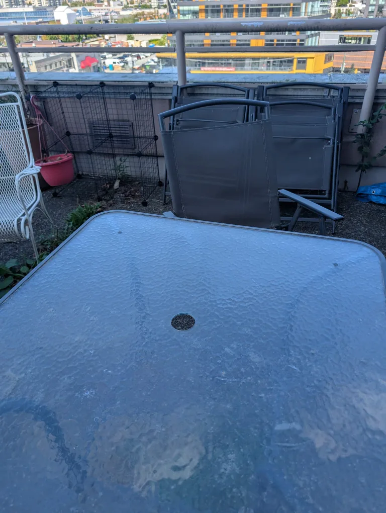 Outdoor Glass Table & Folding Chairs Set image indicator(2)