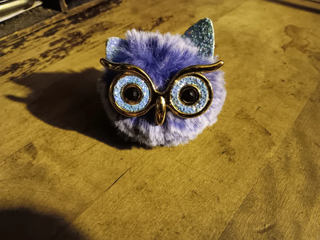 Purple Fuzzy Owl Keychain thumbnail