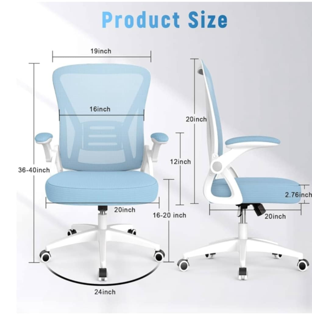 Office Chair - Adjustable Height, Light Blue - photo 2