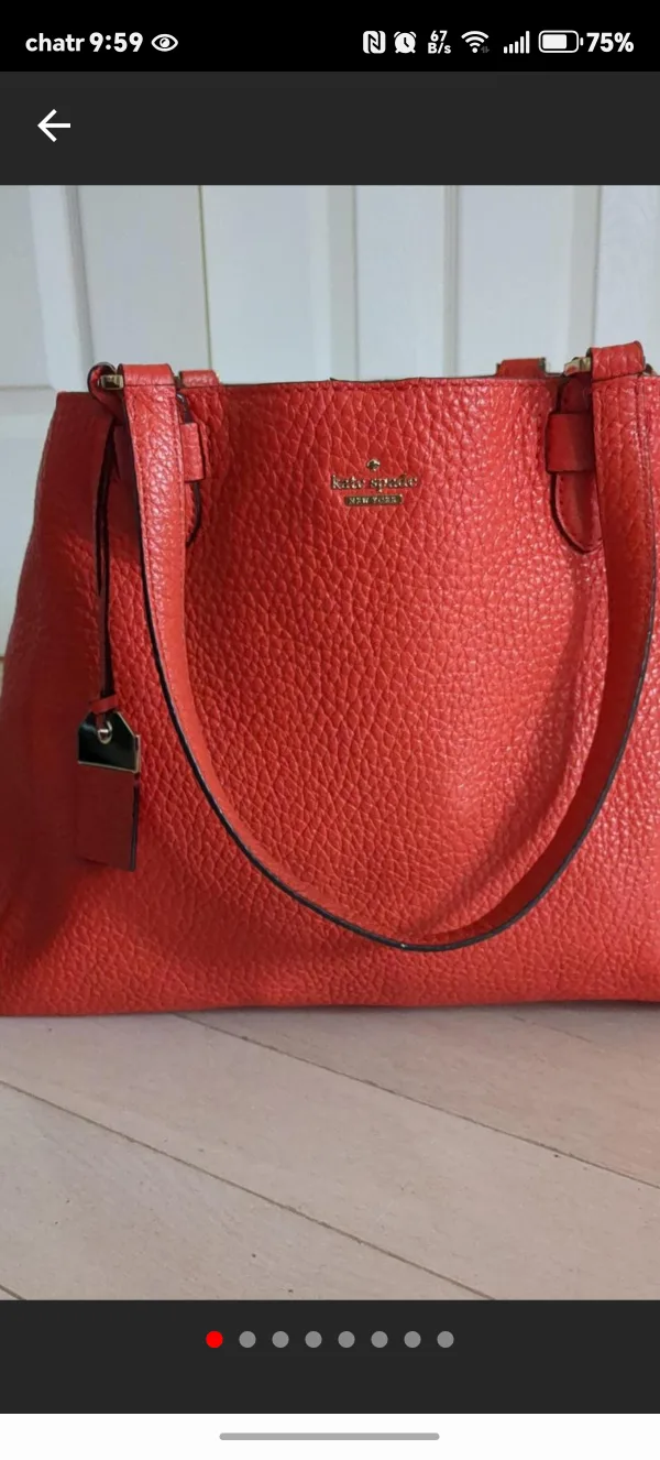Kate Spade Red Leather Tote Bag thumbnail