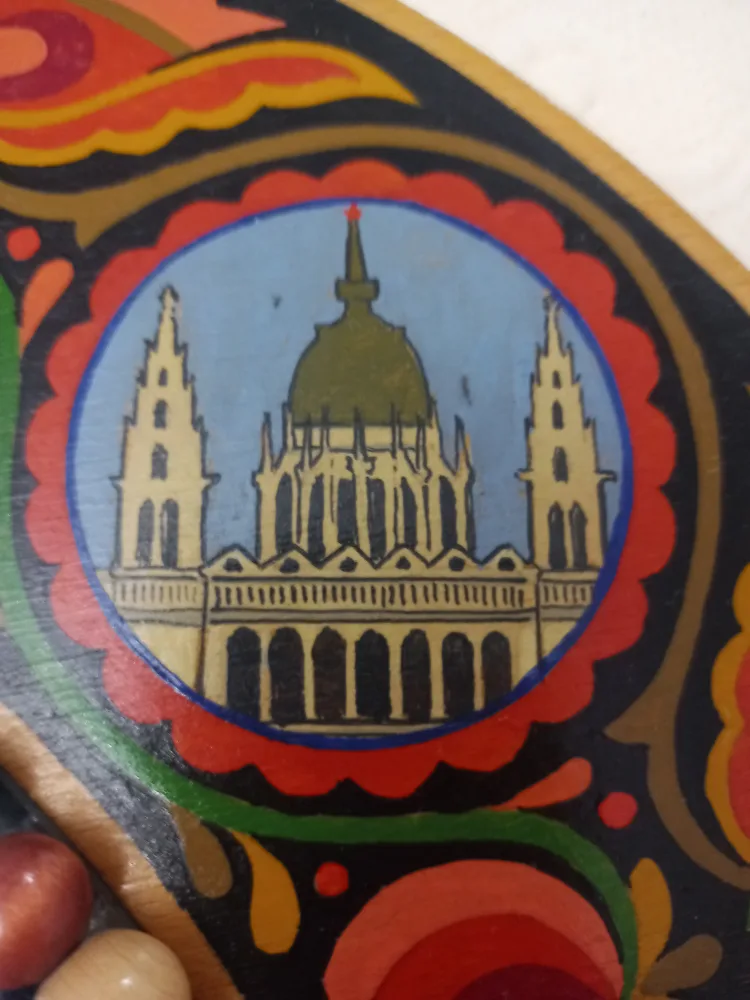 Vintage Hungarian 1978 Hand Painted Mirror image indicator(3)