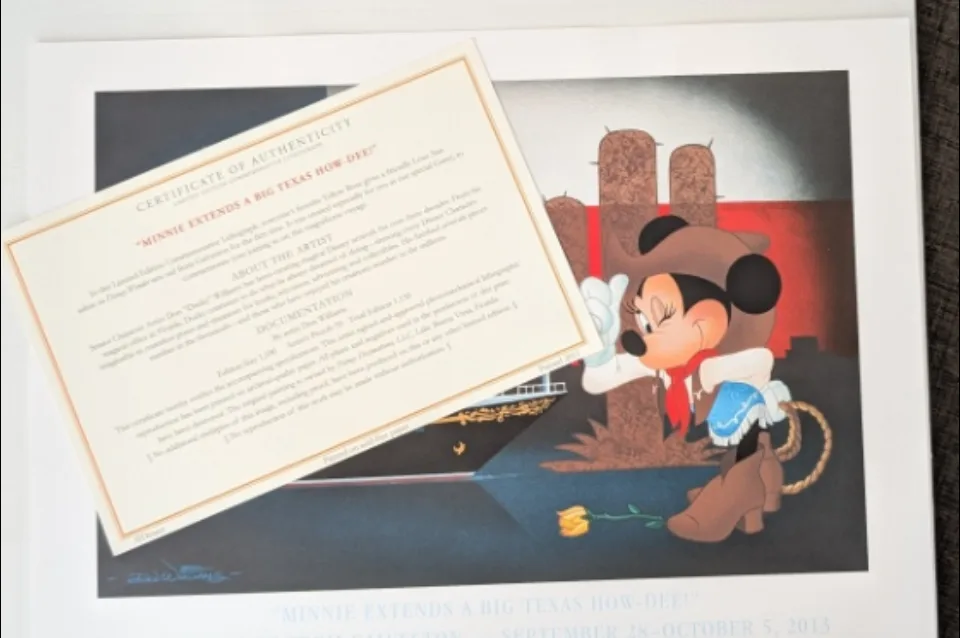 Disney "Minnie Extends a Big Texas How-Dee!" Lithograph image indicator(3)