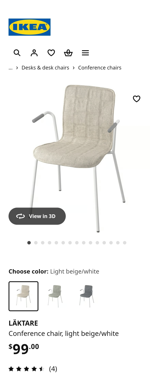 IKEA LÄKTARE Conference Chair - Light Beige/White - photo 3