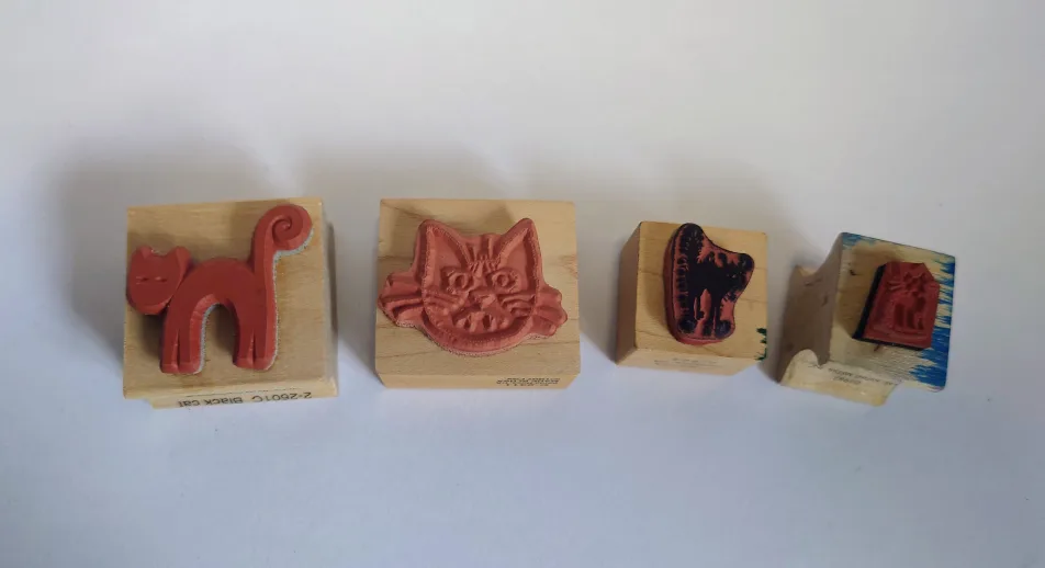 New & Used Halloween Kitty Cat Rubber Stamps image indicator(2)
