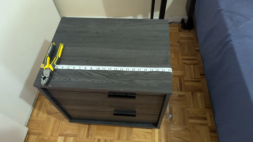 Grey Wood Grain Nightstand with 2 Drawers image indicator(3)