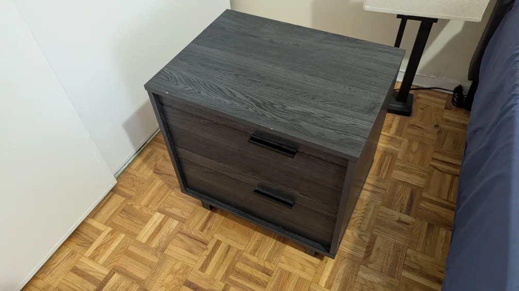 Grey Wood Grain Nightstand with 2 Drawers image indicator(5)