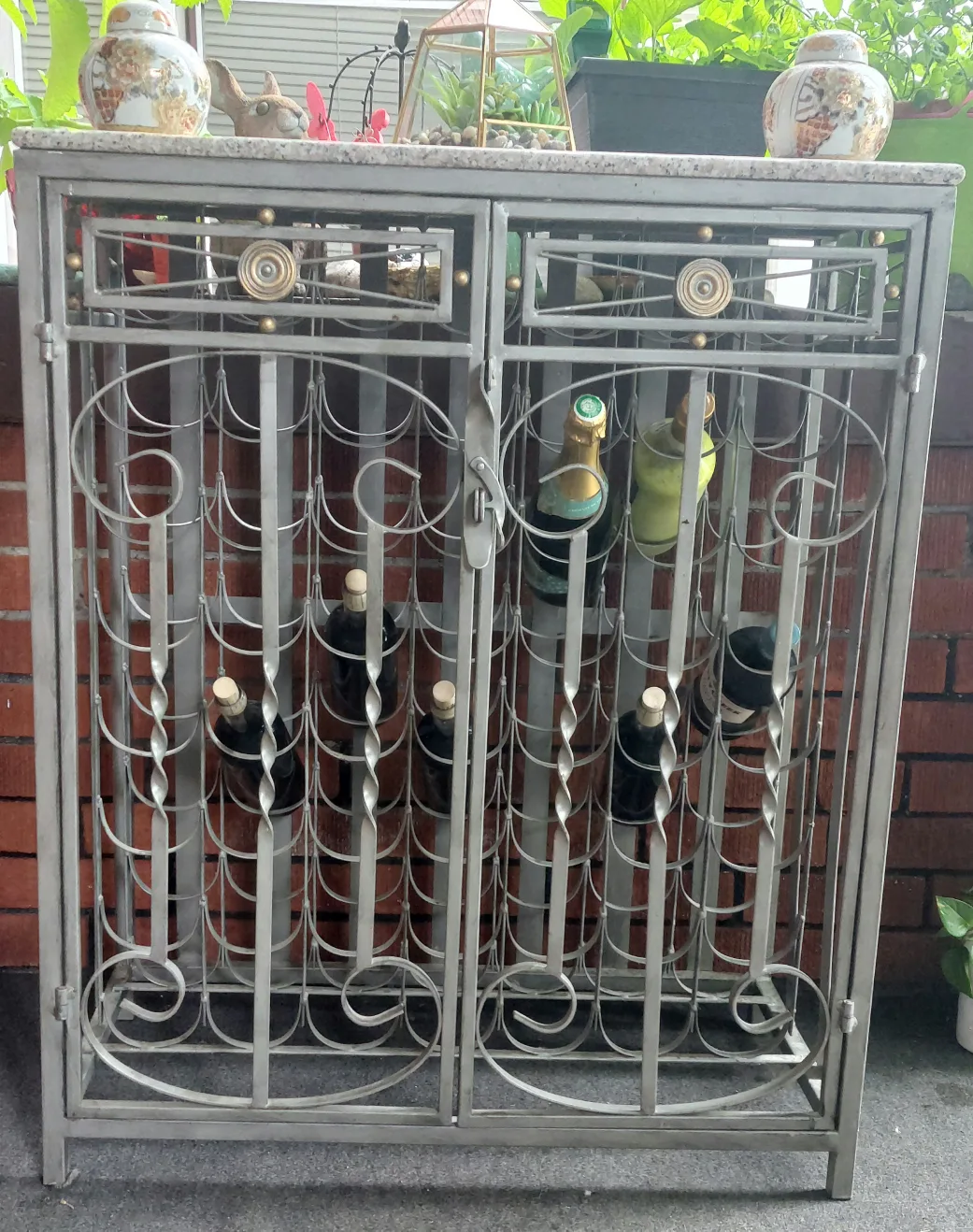 Metal Wine Rack Cabinet with Stone Top thumbnail