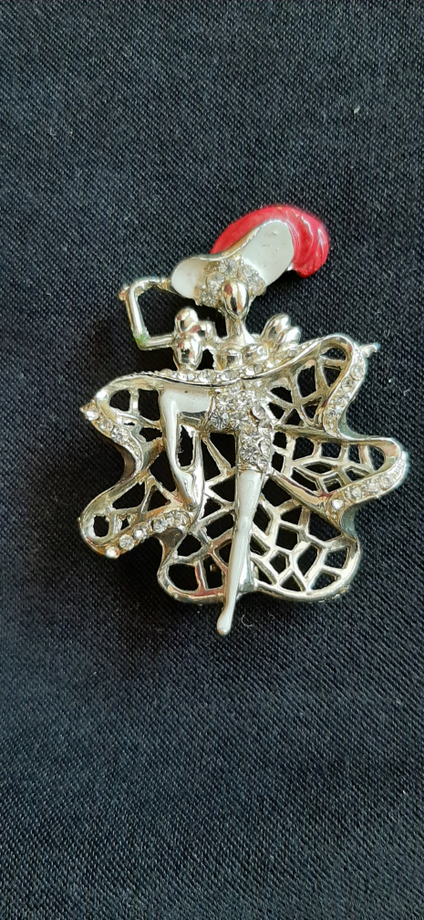 Vintage Mardi Gras Can-Can Dancing Girl Brooch - photo 2