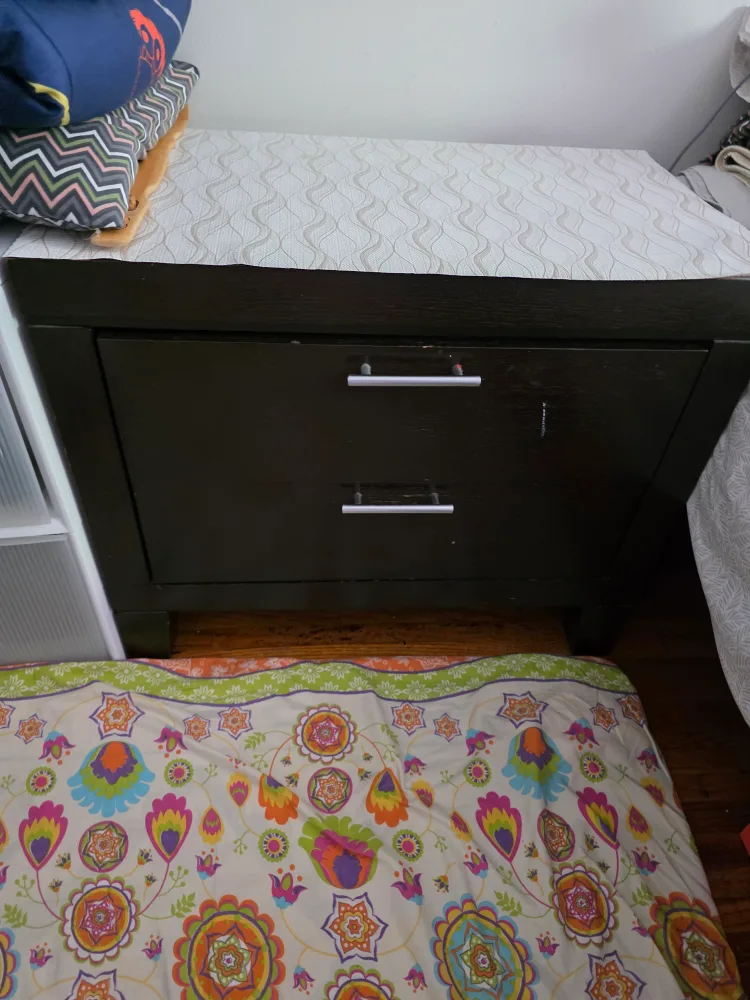 Dark Wood 2-Drawer Nightstand thumbnail