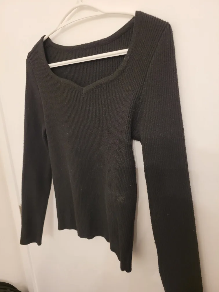 Black Long Sleeve Knit Top image indicator(2)