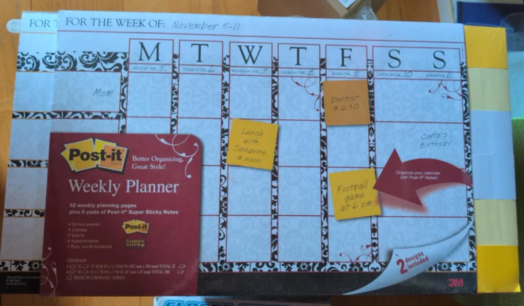2x desk/wall calendar organizer Post-it Weekly Planner thumbnail