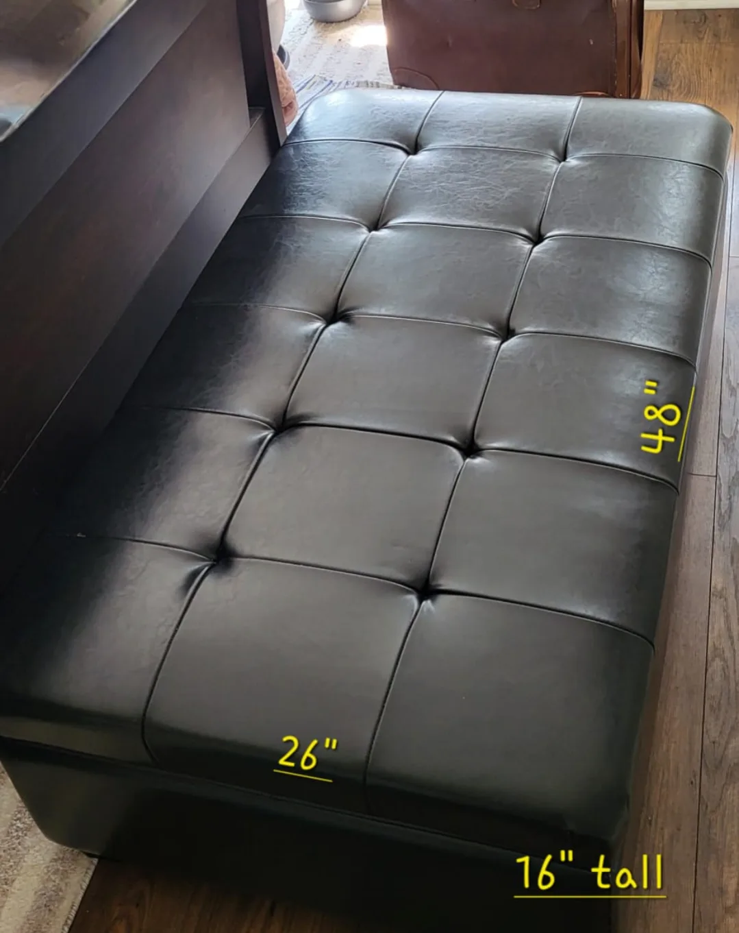 Black Storage Ottoman - 48" x 26" thumbnail