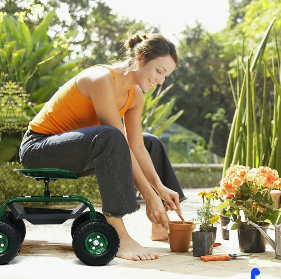 Rolling Garden Cart with Seat image indicator(2)