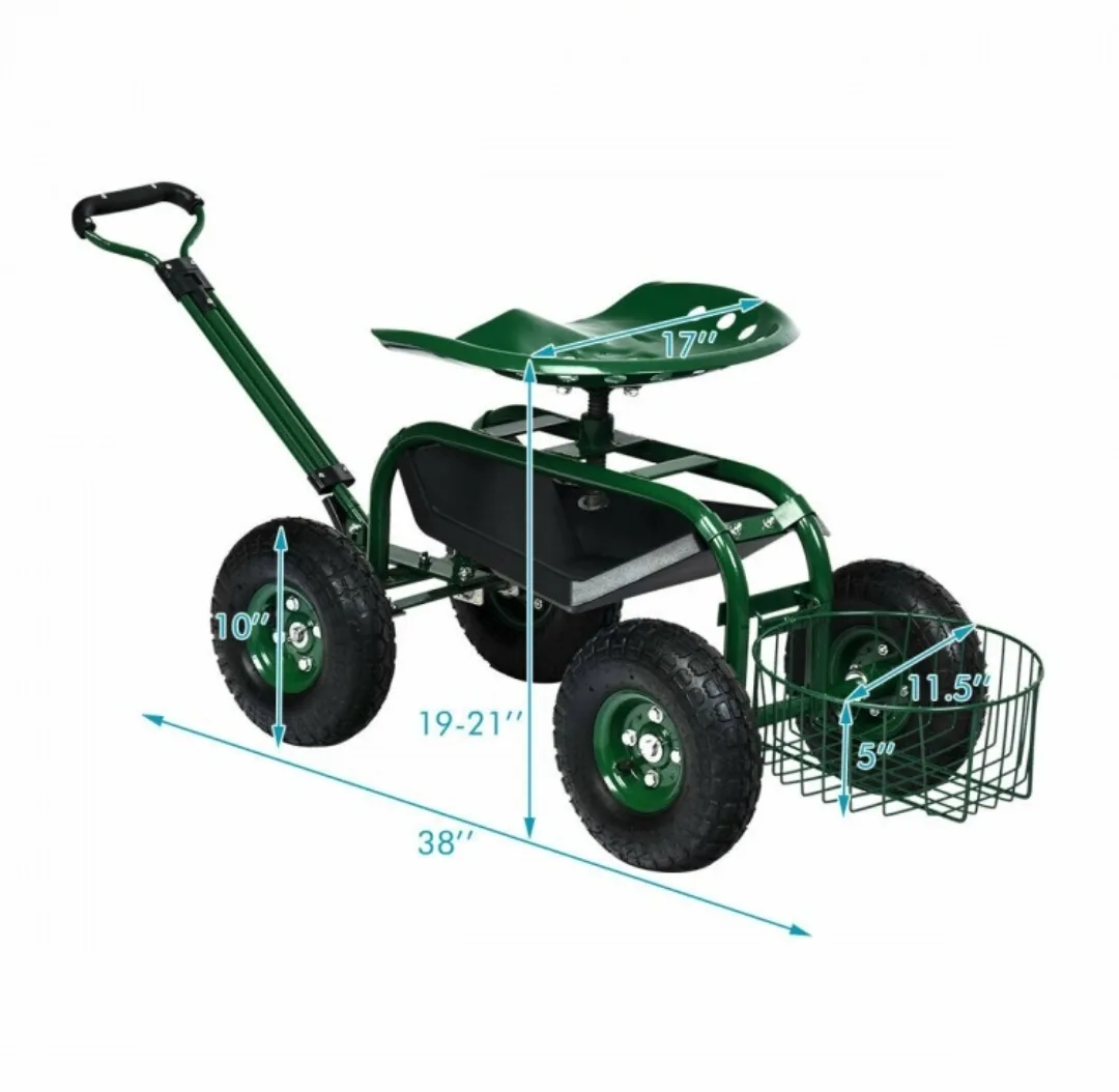 Rolling Garden Cart with Seat image indicator(4)