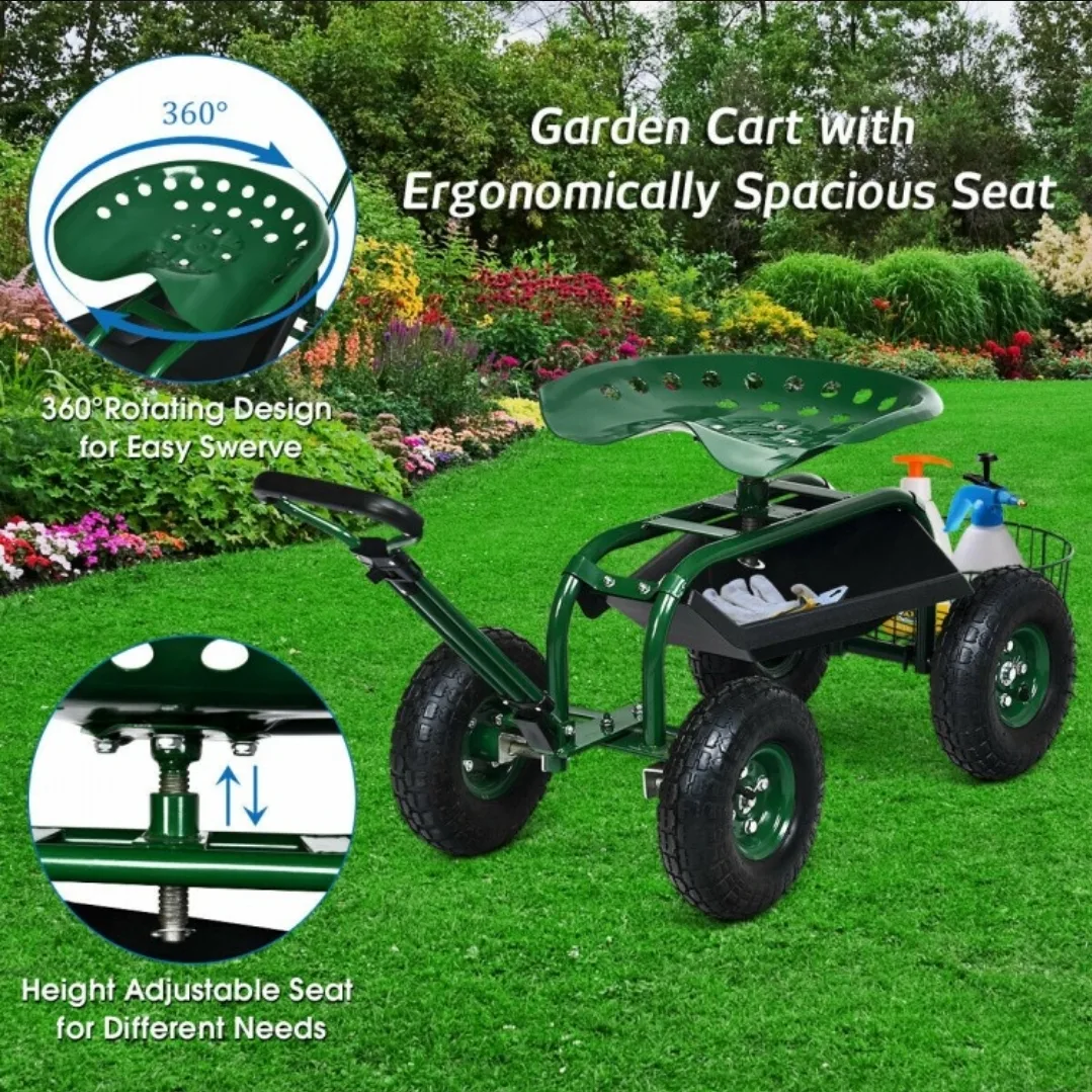 Rolling Garden Cart with Seat image indicator(5)