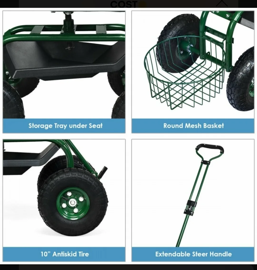 Rolling Garden Cart with Seat image indicator(9)