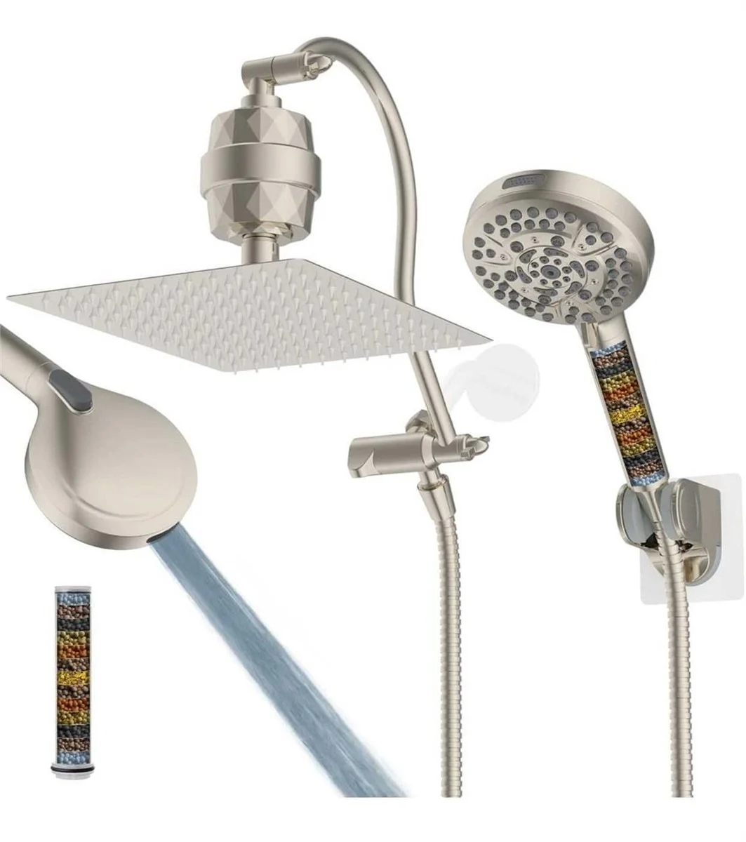 Hibbent All Metal 12'' Filtered Rainfall Shower Head Combo