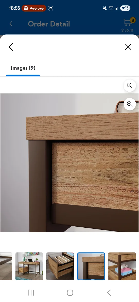 Brown Wood & Metal Writing Desk image indicator(4)