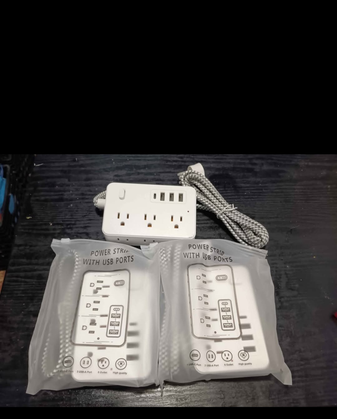 8Ft Power Strip W/USB Ports (EACH)
