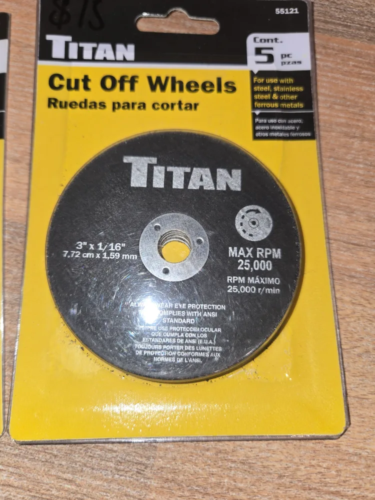 Titan Cut Off Wheels 3" x 1/16" (5 pc) thumbnail