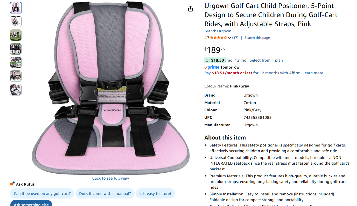 Golf Cart Child Positoner Seat BNIB - photo 2