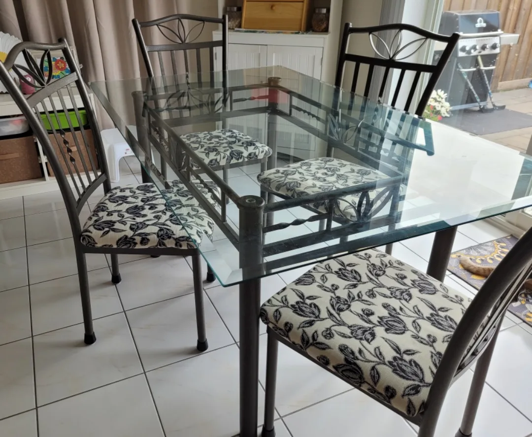 Glass Top Dining Table with 4 Chairs image indicator(2)