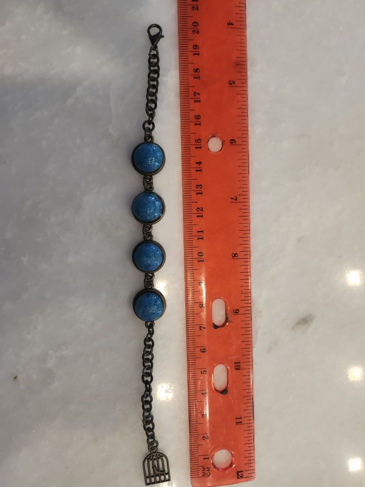 Blue Stone Charm Bracelet with Birdcage Charm - photo 2