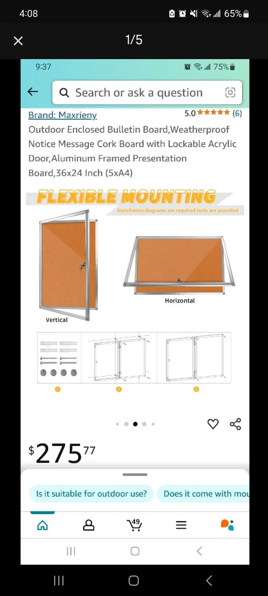 Maxrieny Outdoor Enclosed Bulletin Board 36x24 image indicator(3)
