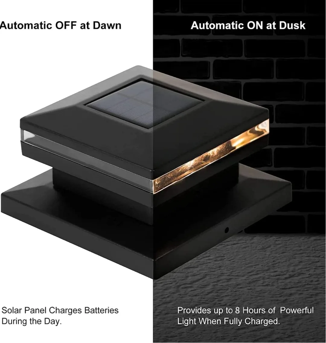 Viewsun 12-Pack Solar Post Cap Lights – Warm White LED for Deck image indicator(3)