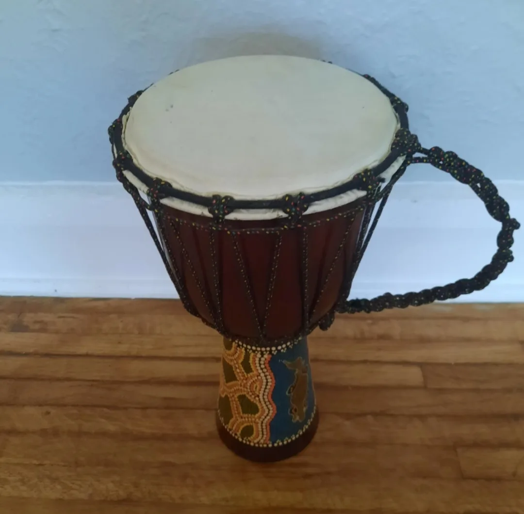 Djembe Drum with Handle & Lizard Design thumbnail