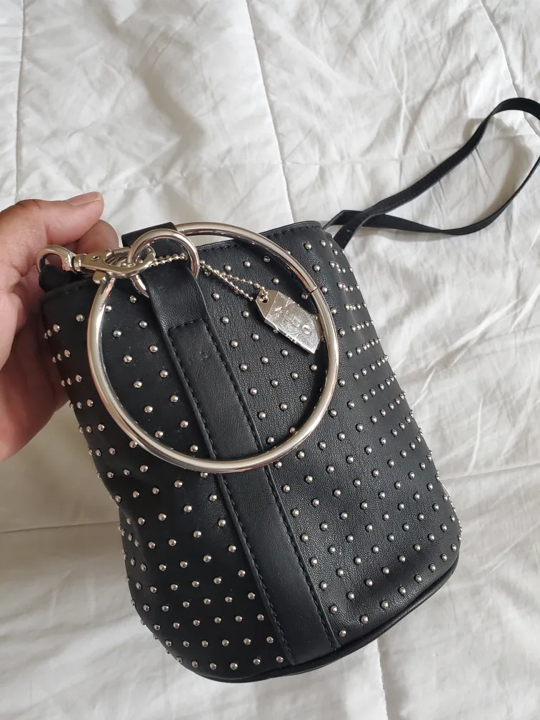 Aldo Black Studded Bucket Bag image indicator(2)
