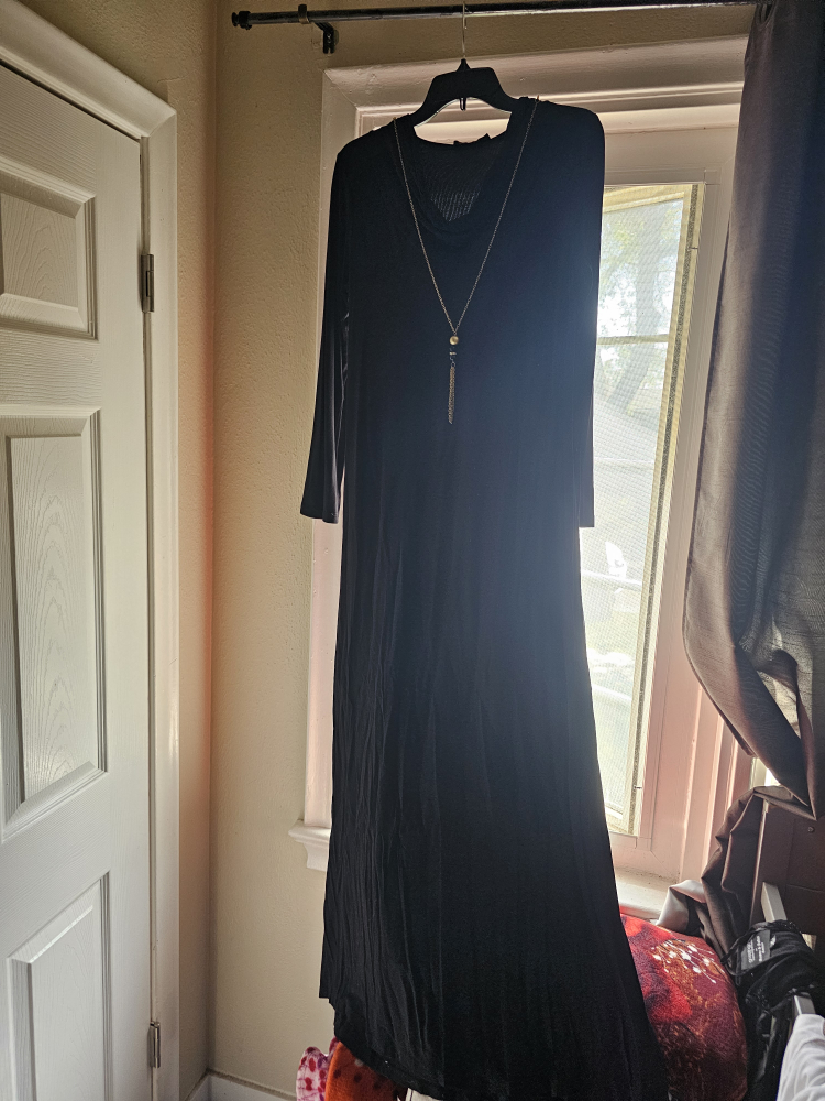 Black Maxi Dress with Cardigan