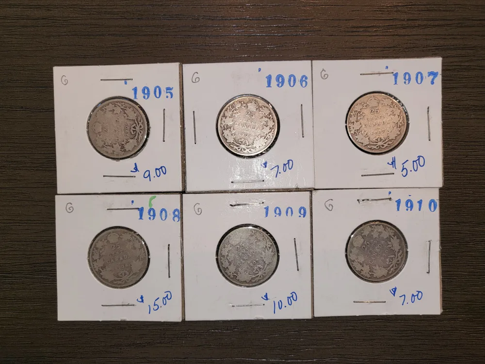 Antique Canadian Quarters (1905-1910) image indicator(2)