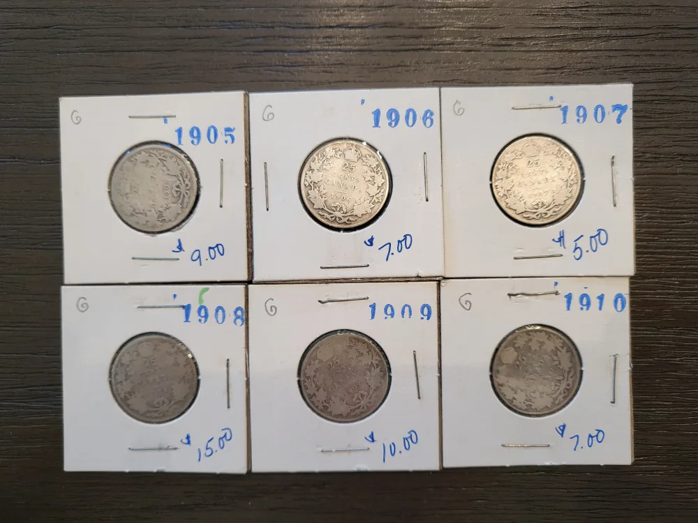 Antique Canadian Quarters (1905-1910) image indicator(3)