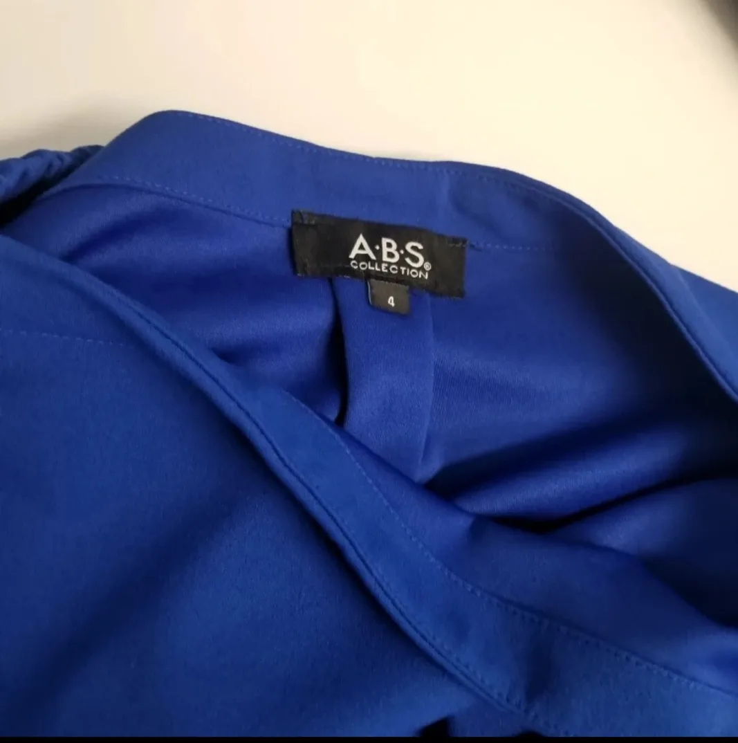 Brand New A.B.S. Collection Off-Shoulder Blue Shift Dress image indicator(6)