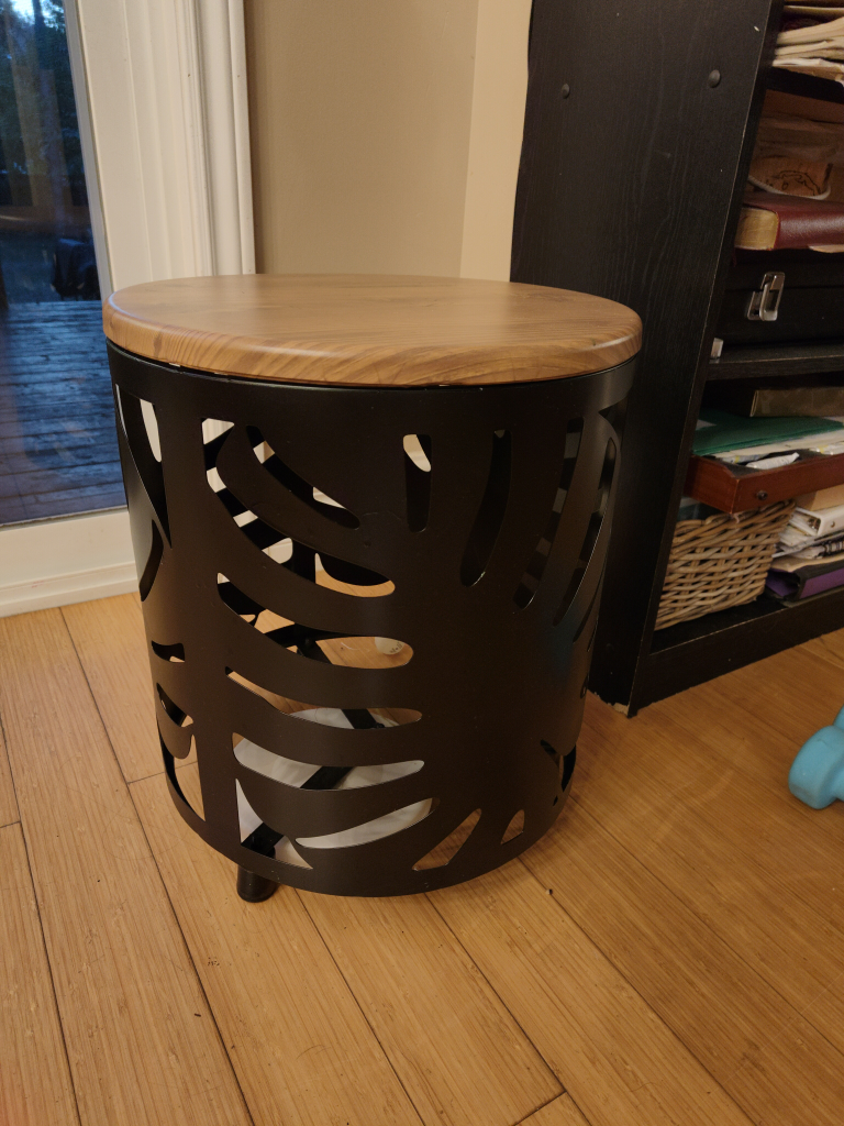 Side Table - Green Metal & Wood Top