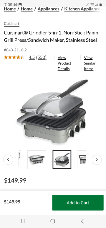 Cuisinart® Griddler 5-in-1,Non-Stick Panini Grill Press/Sandwich