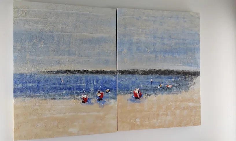 oil painting with sets of two. Seascape Painting - Diptych image indicator(3)